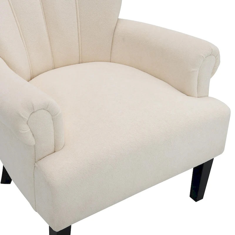 Gris / Gris Foncé / Gris Clair / Beige – Fauteuil d'appoint rembourré à une place avec pieds en bois