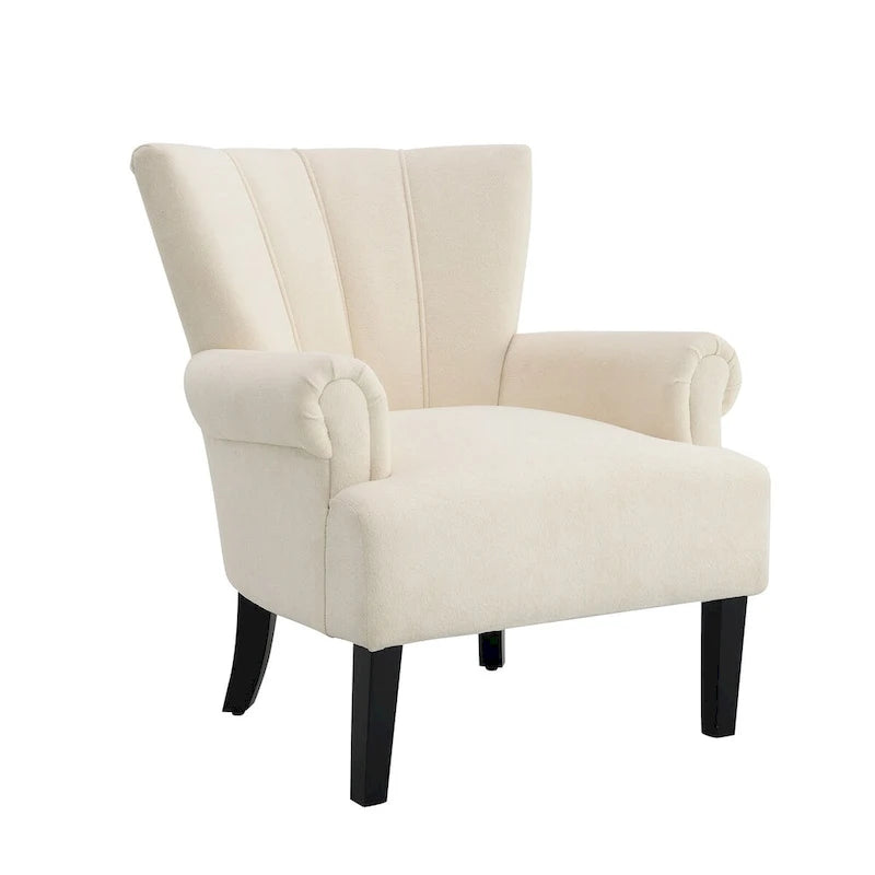 Gris / Gris Foncé / Gris Clair / Beige – Fauteuil d'appoint rembourré à une place avec pieds en bois