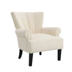 Gris / Gris Foncé / Gris Clair / Beige – Fauteuil d'appoint rembourré à une place avec pieds en bois