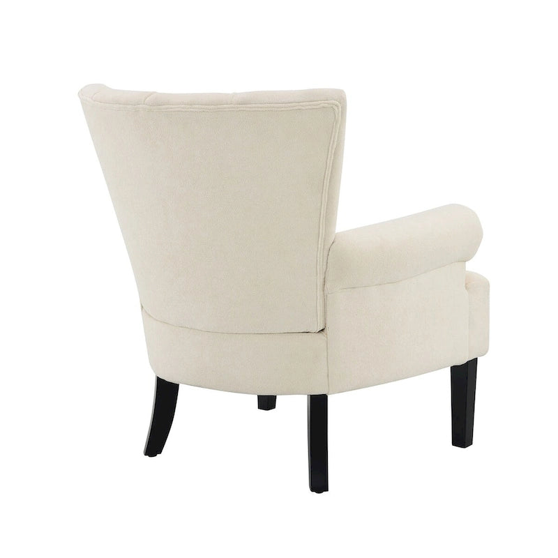 Gris / Gris Foncé / Gris Clair / Beige – Fauteuil d'appoint rembourré à une place avec pieds en bois