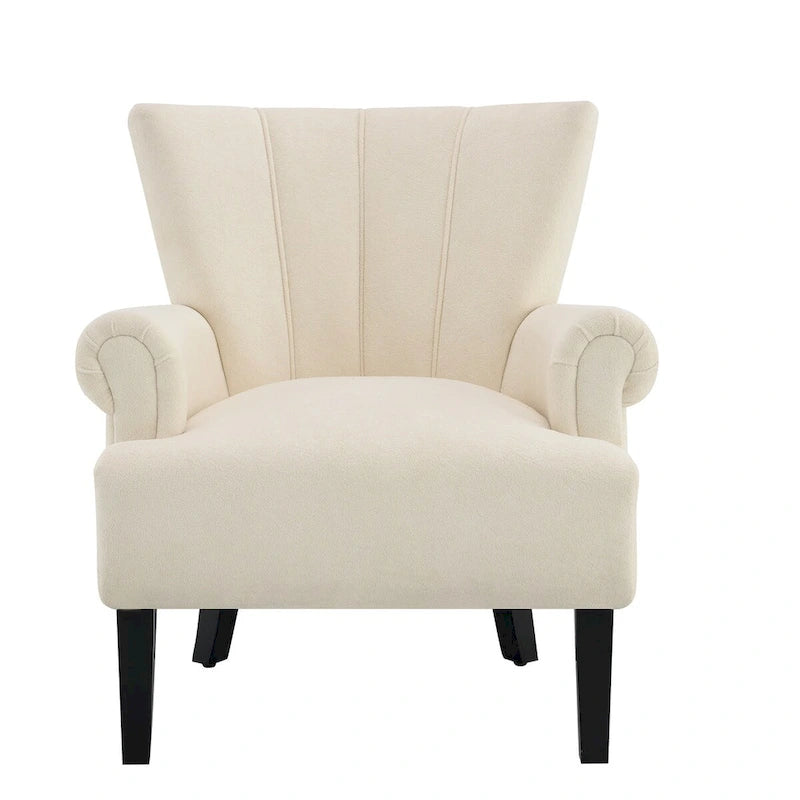 Gris / Gris Foncé / Gris Clair / Beige – Fauteuil d'appoint rembourré à une place avec pieds en bois