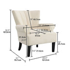 Gris / Gris Foncé / Gris Clair / Beige – Fauteuil d'appoint rembourré à une place avec pieds en bois