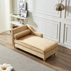 Chaise longue en velours avec rangement – Beige / Kaki / Bleu marine, Individuel