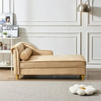 Chaise longue en velours avec rangement – Beige / Kaki / Bleu marine, Individuel