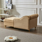 Chaise longue en velours avec rangement – Beige / Kaki / Bleu marine, Individuel