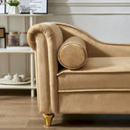 Chaise longue en velours avec rangement – Beige / Kaki / Bleu marine, Individuel