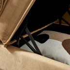 Chaise longue en velours avec rangement – Beige / Kaki / Bleu marine, Individuel