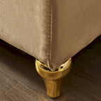 Chaise longue en velours avec rangement – Beige / Kaki / Bleu marine, Individuel