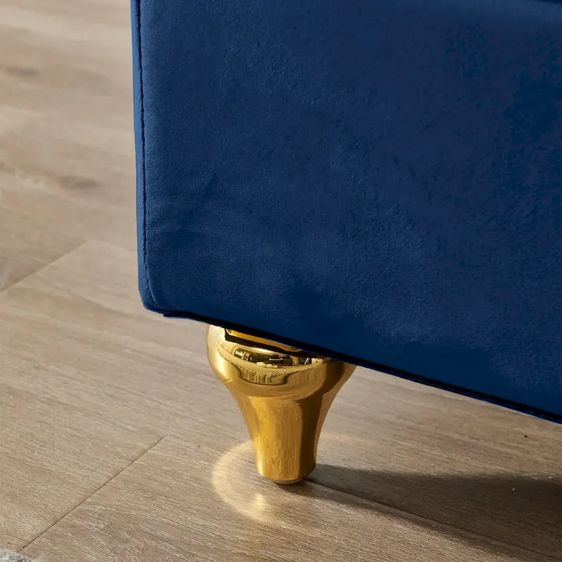 Chaise longue en velours avec rangement – Beige / Kaki / Bleu marine, Individuel