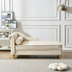 Chaise longue en velours avec rangement – Beige / Kaki / Bleu marine, Individuel