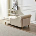 Chaise longue en velours avec rangement – Beige / Kaki / Bleu marine, Individuel