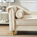 Chaise longue en velours avec rangement – Beige / Kaki / Bleu marine, Individuel