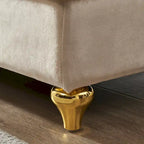 Chaise longue en velours avec rangement – Beige / Kaki / Bleu marine, Individuel