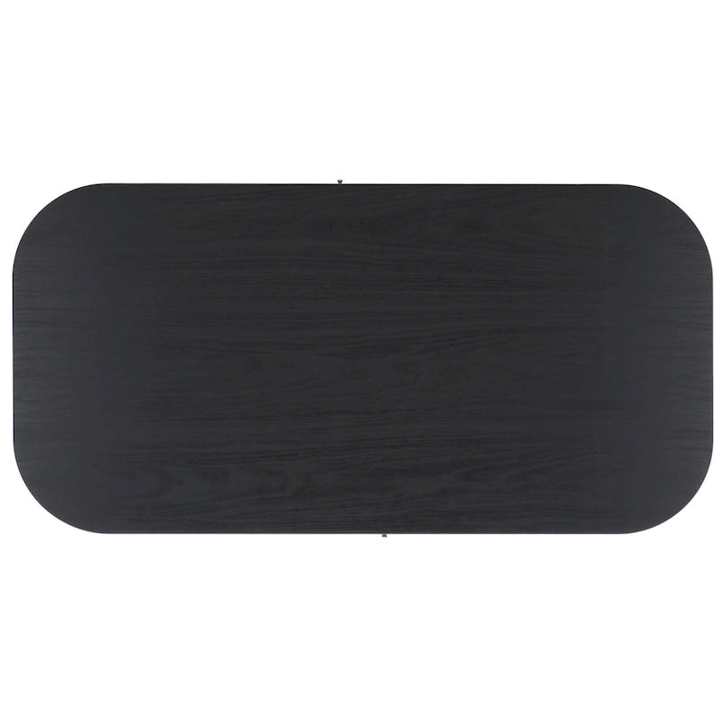 Table basse tambour à 2 portes Noyer/Or