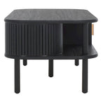Table basse tambour à 2 portes Noyer/Or