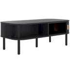 Table basse tambour à 2 portes Noyer/Or