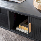 Table basse tambour à 2 portes Noyer/Or