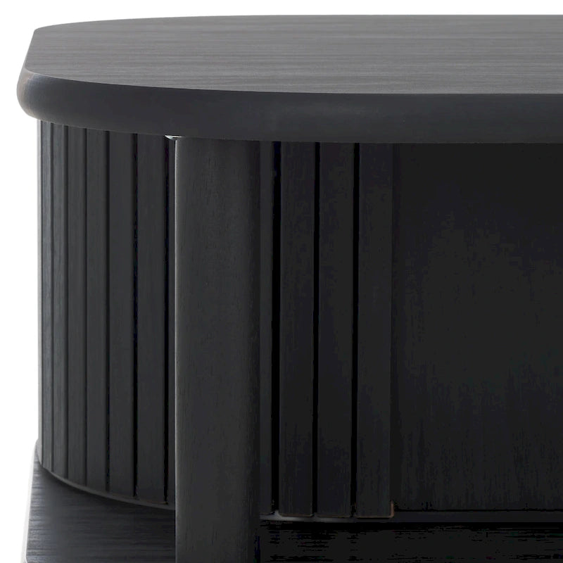 Table basse tambour à 2 portes Noyer/Or