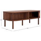 Table basse tambour à 2 portes Noyer/Or