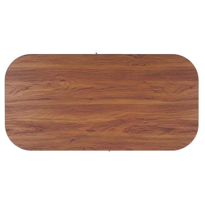Table basse tambour à 2 portes Noyer/Or