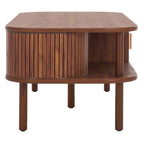 Table basse tambour à 2 portes Noyer/Or
