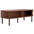 Table basse tambour à 2 portes Noyer/Or