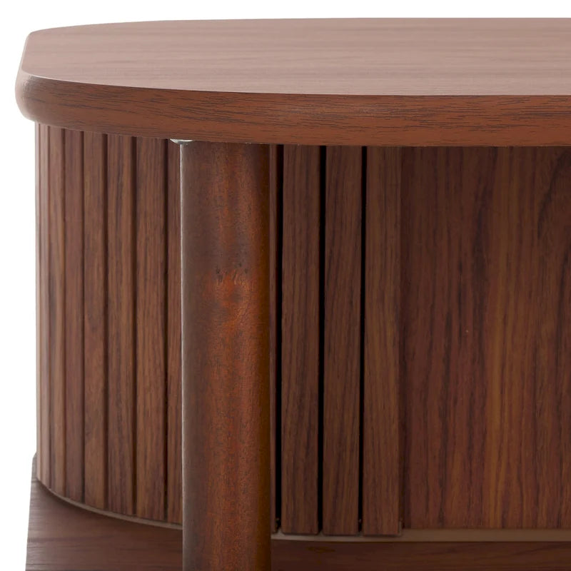 Table basse tambour à 2 portes Noyer/Or