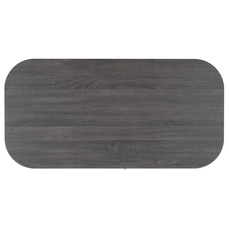 Table basse tambour à 2 portes Noyer/Or