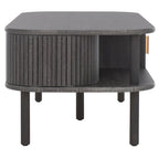 Table basse tambour à 2 portes Noyer/Or
