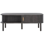 Table basse tambour à 2 portes Noyer/Or