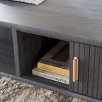 Table basse tambour à 2 portes Noyer/Or