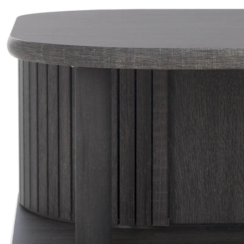 Table basse tambour à 2 portes Noyer/Or